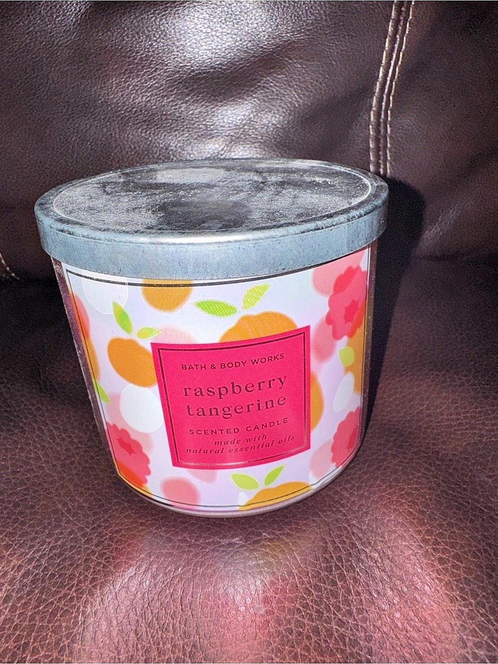 Bath & Body Works Raspberry Tangerine 3-Wick Candle Pink